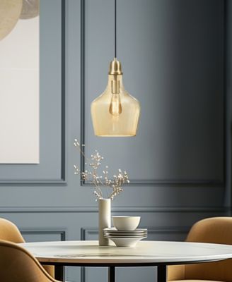 9" Auburn Bell Shaped Hanging Glass Pendant Light