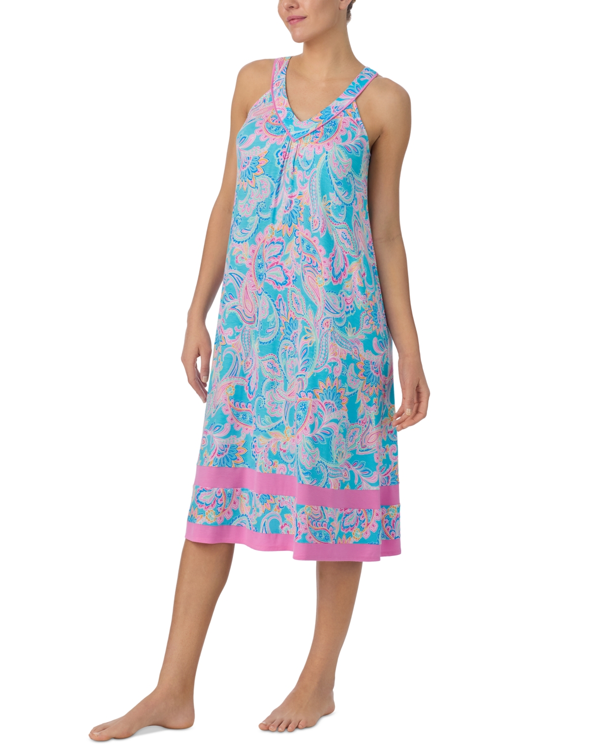 Ellen Tracy Women's Sleeveless Paisley Nightgown