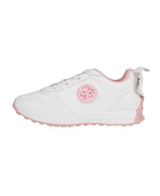 Toddler Girls Double Layer Bow at Back with Medallion Sneakers