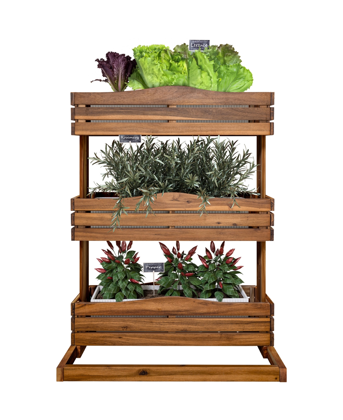 Seville Classics Acacia Wood 3-tier Vertical Garden Planter In Brown