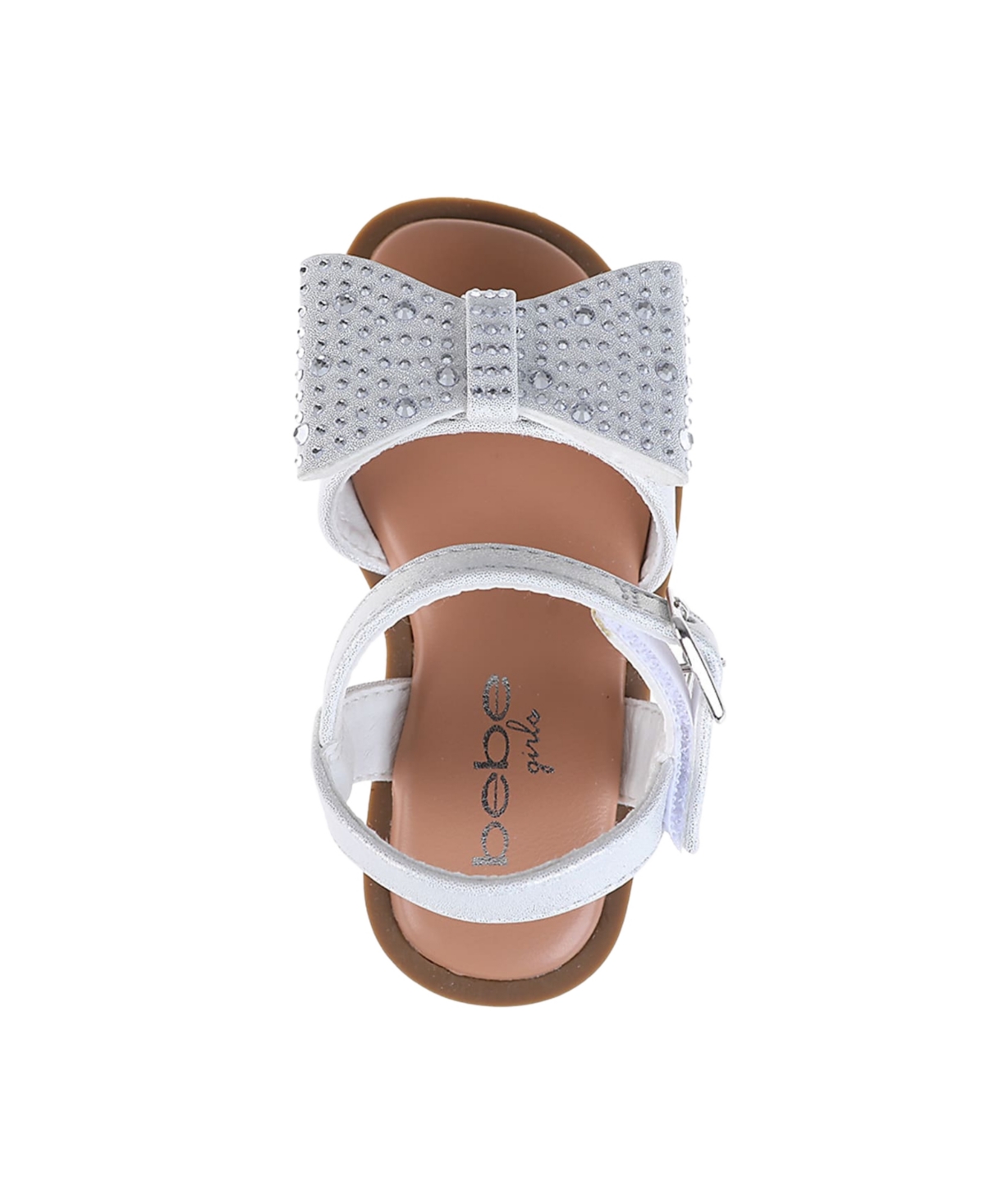 Shop Bebe Toddler Girls Charm And Bow With Rhinestones Sandals In White