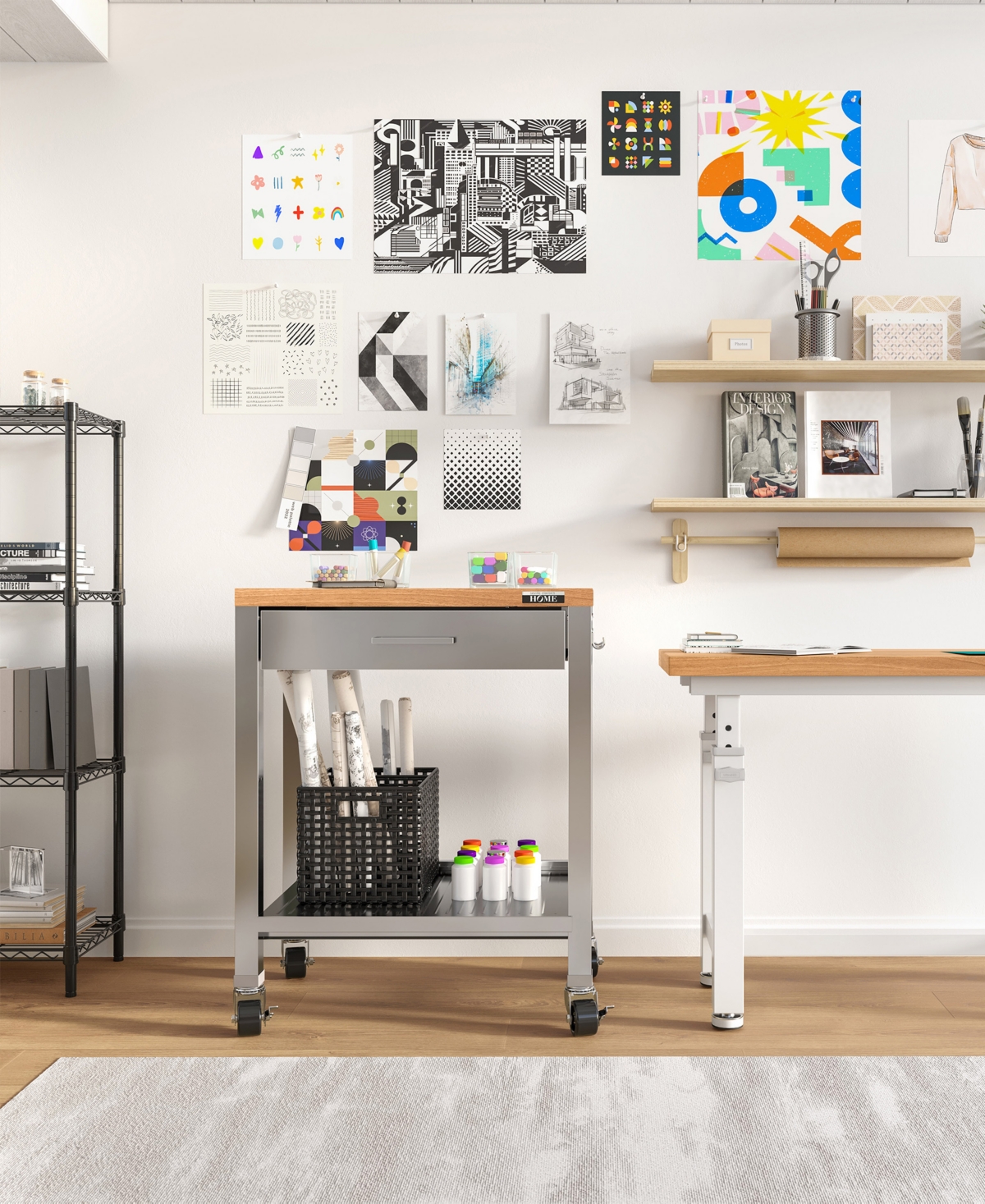 Seville Classics Home Worktable Cart In Gray