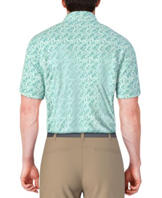 Men's Short Sleeve Botanical Print Golf Polo Shirt