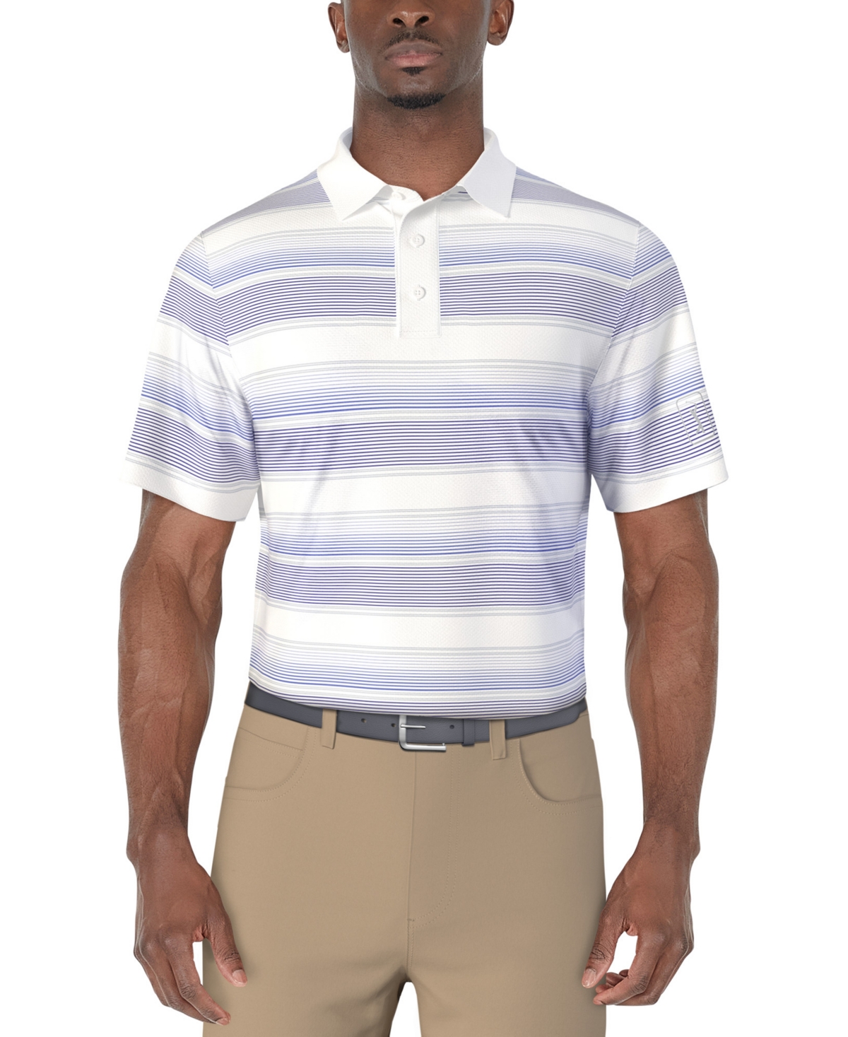 Men's Short Sleeve Striped Golf Polo Shirt - Bright White