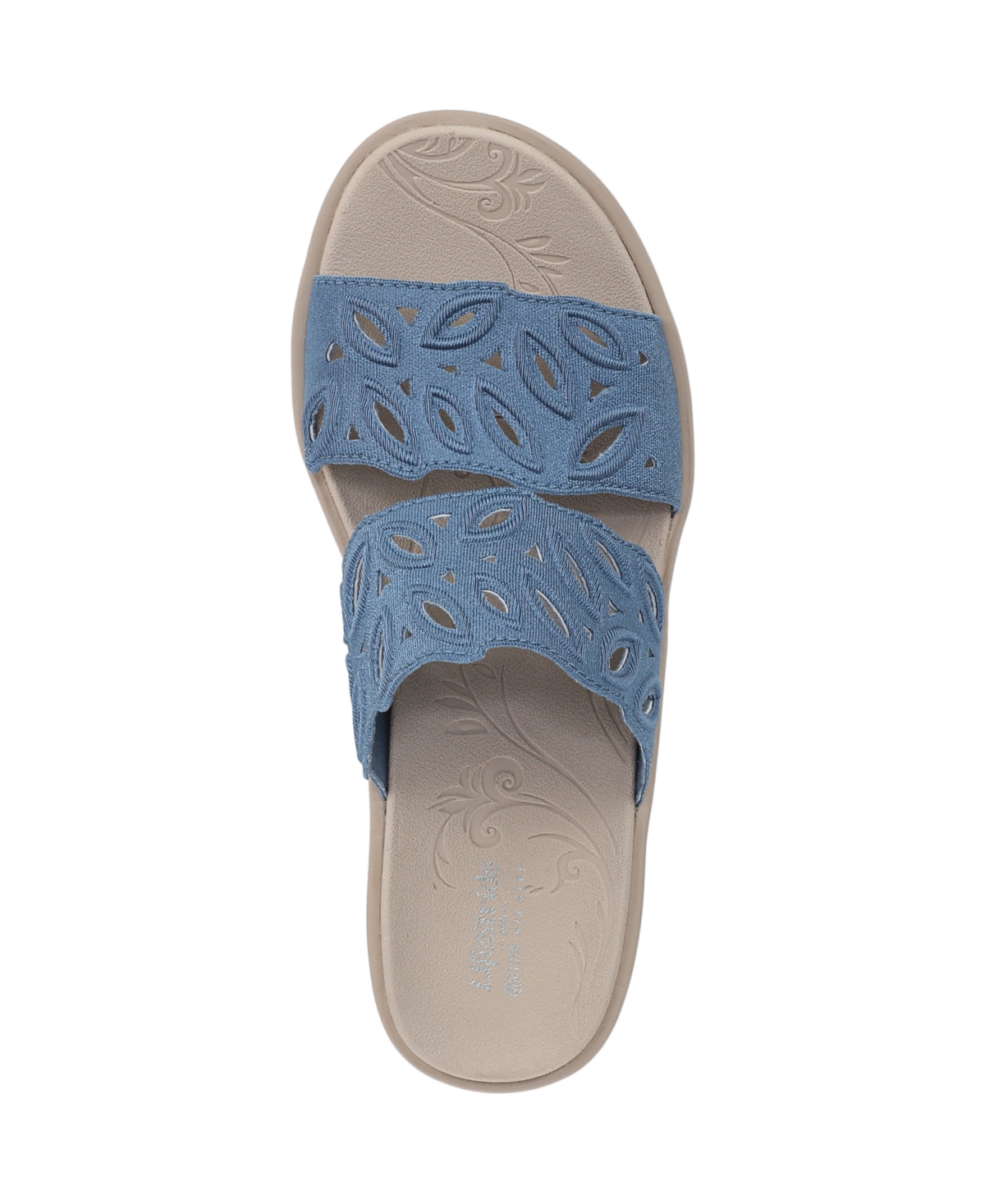 Lifestride Women's Delight Washable Slide Wedge Sandals In Elemental Blue Shimmer Fabric