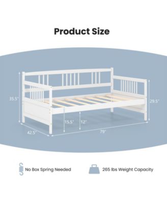Twin Size Wooden Slats Daybed Bed with Rails