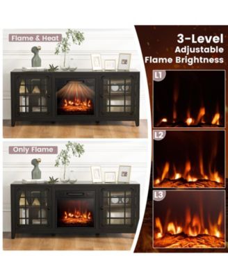 58 Inch Fireplace TV Stand with Adjustable Shelves for TVs up to 65 Inch