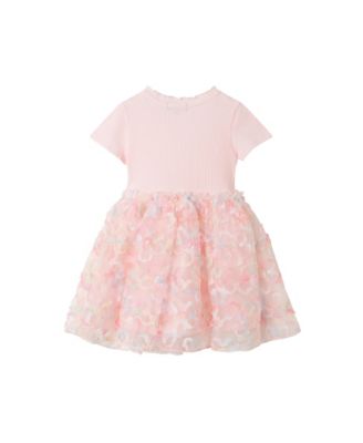 Little Girls Toddler/Child Lt Pint Rib Knit Dress w/Tulle