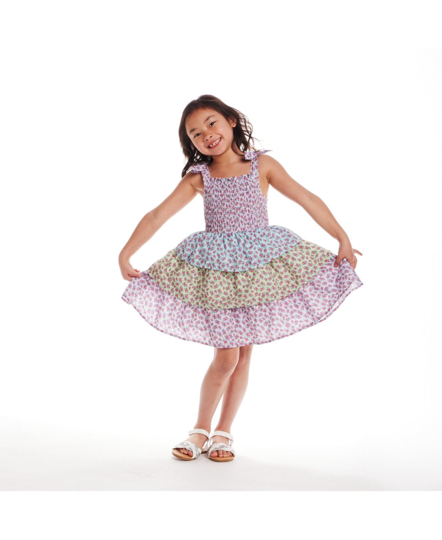 Платье Andy & Evan /Child Color Blocked Floral Teired Dress для девочек, цвет: Clr Blck — фото 3