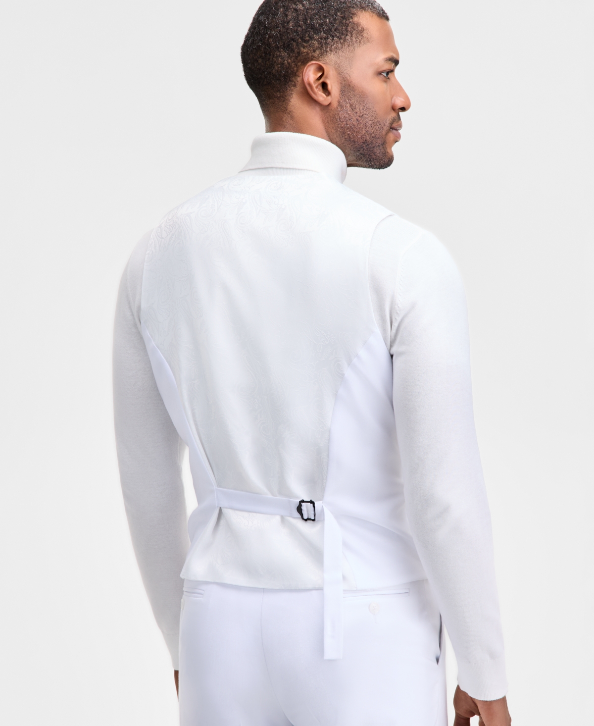 Tayion Collection Men's Classic-fit Suit Separates Vest In White
