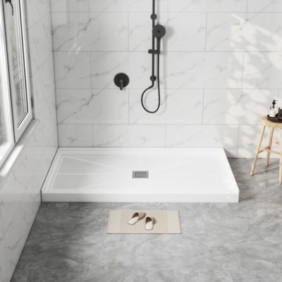 60"W X 36"D SMC Single Threshold Shower Base Anti-Slip Shower Pan, Drain Assembly & Drain Cover Included
