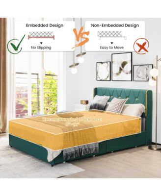 Full Size Upholstered Bed Frame with 4 Drawers-Full Size