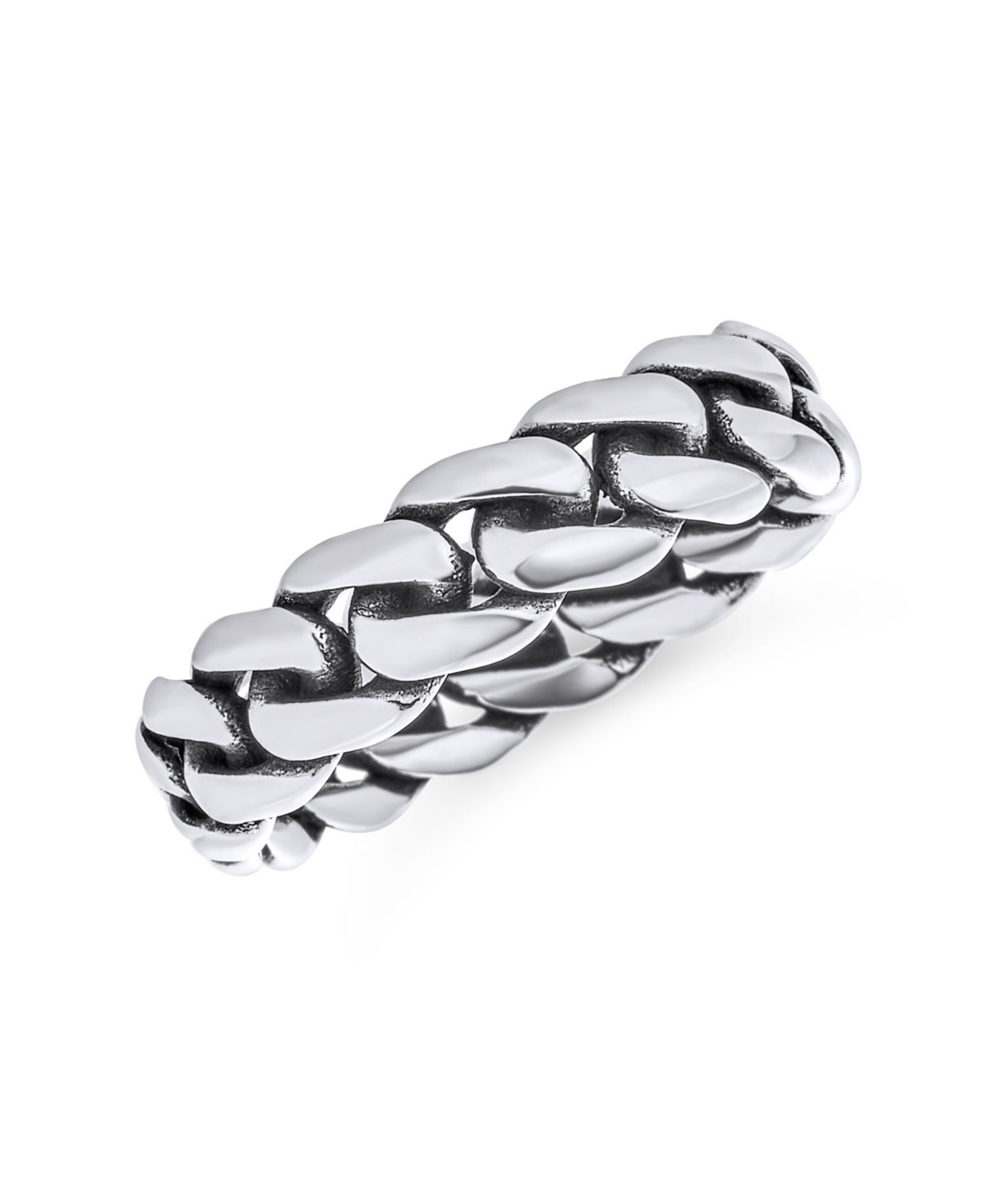 Solid Braided Celtic Eternity Band Knot Cable Curb Cuban Link Chain Rings Band .925 Sterling Silver 5MM - Silver tone 5mm