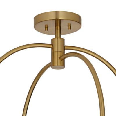 Clara 26" Mid Century Modern 4-Light Semi Flush-Mount Ceiling Light Fixture Kitchen Foyer Warm Brass Finish