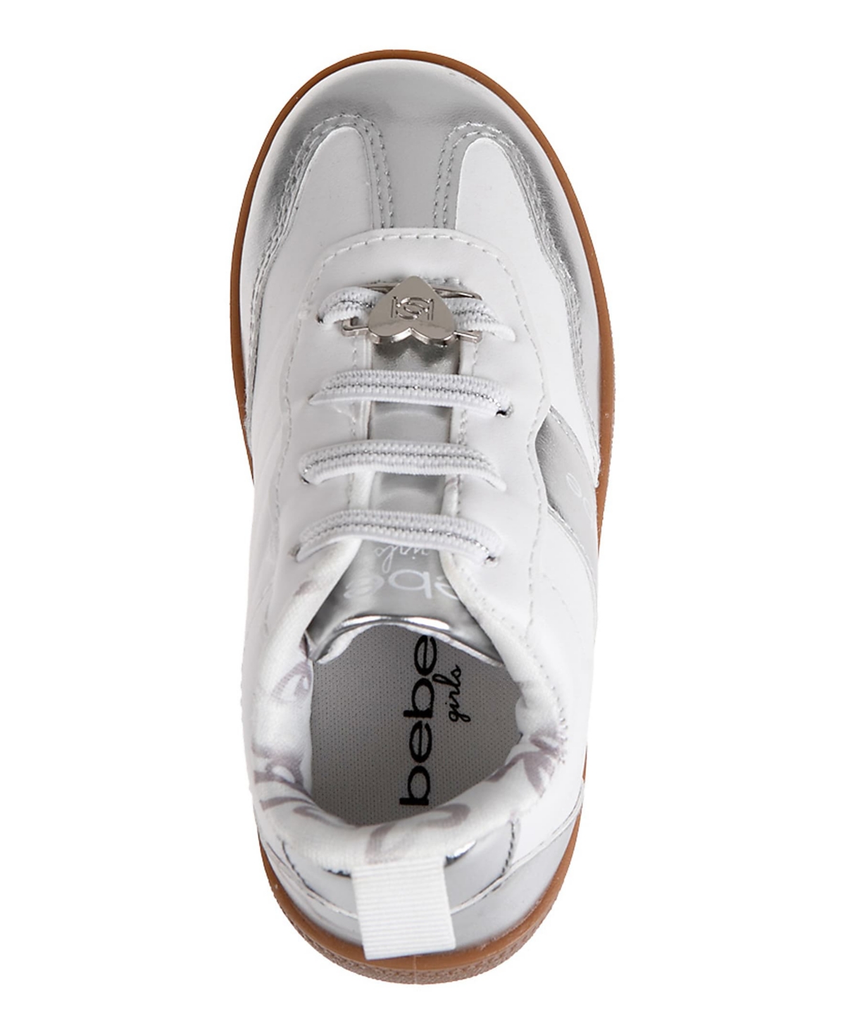 Bebe Toddler Girls Heart Lace Plate And Printed Lining Sneakers In White