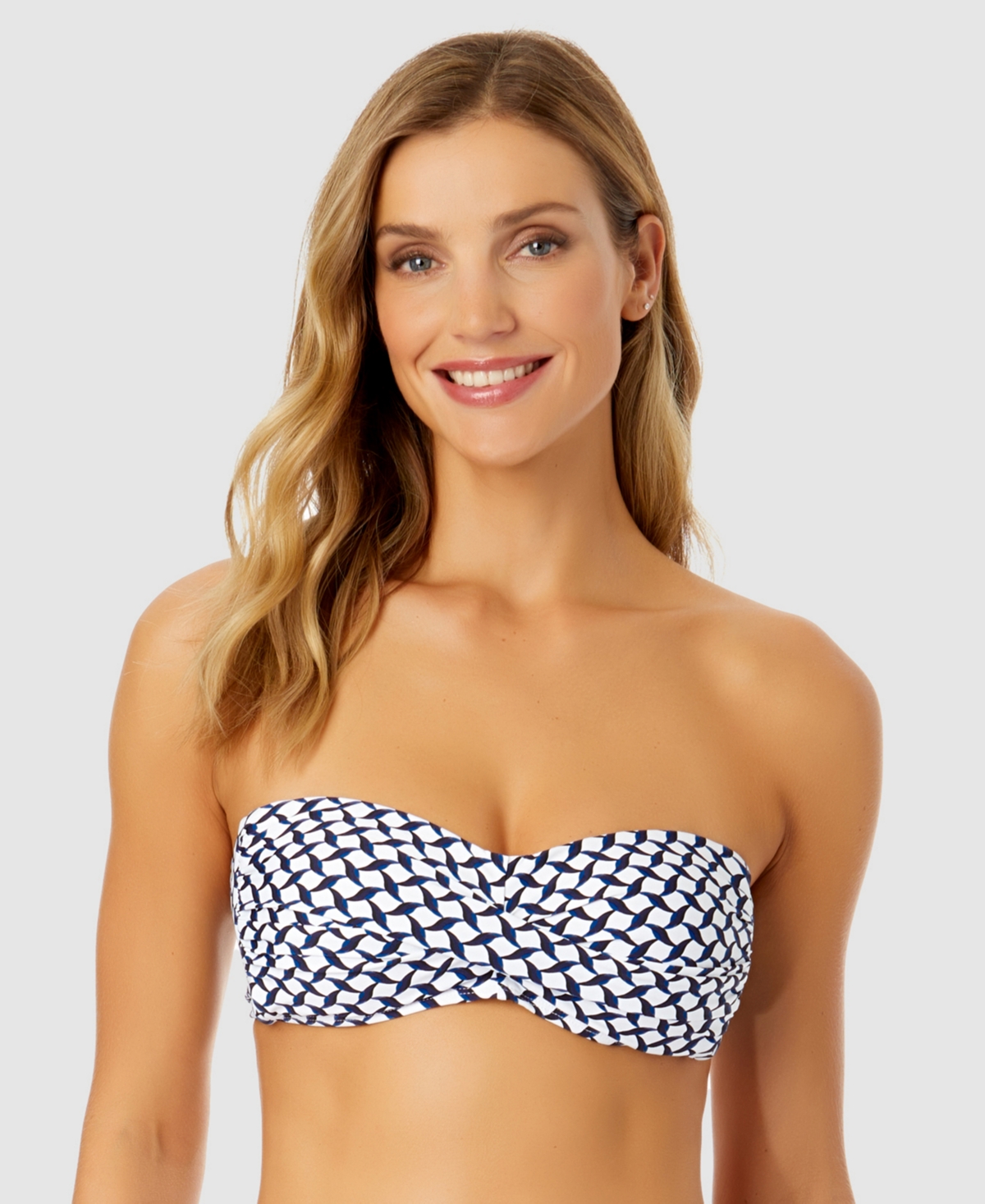 ANNE COLE WOMEN'S NEO GEO TWIST-FRONT BANDEAU BIKINI TOP 