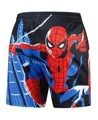 Men's Black Spider-Man Big Print Mesh Shorts