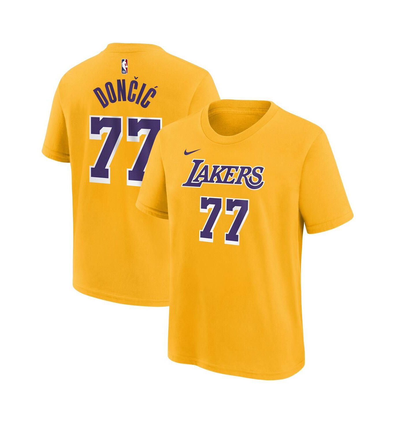 Детская футболка Nike Luka Doncic Gold Los Angeles Lakers Player Name & Number — фото 1