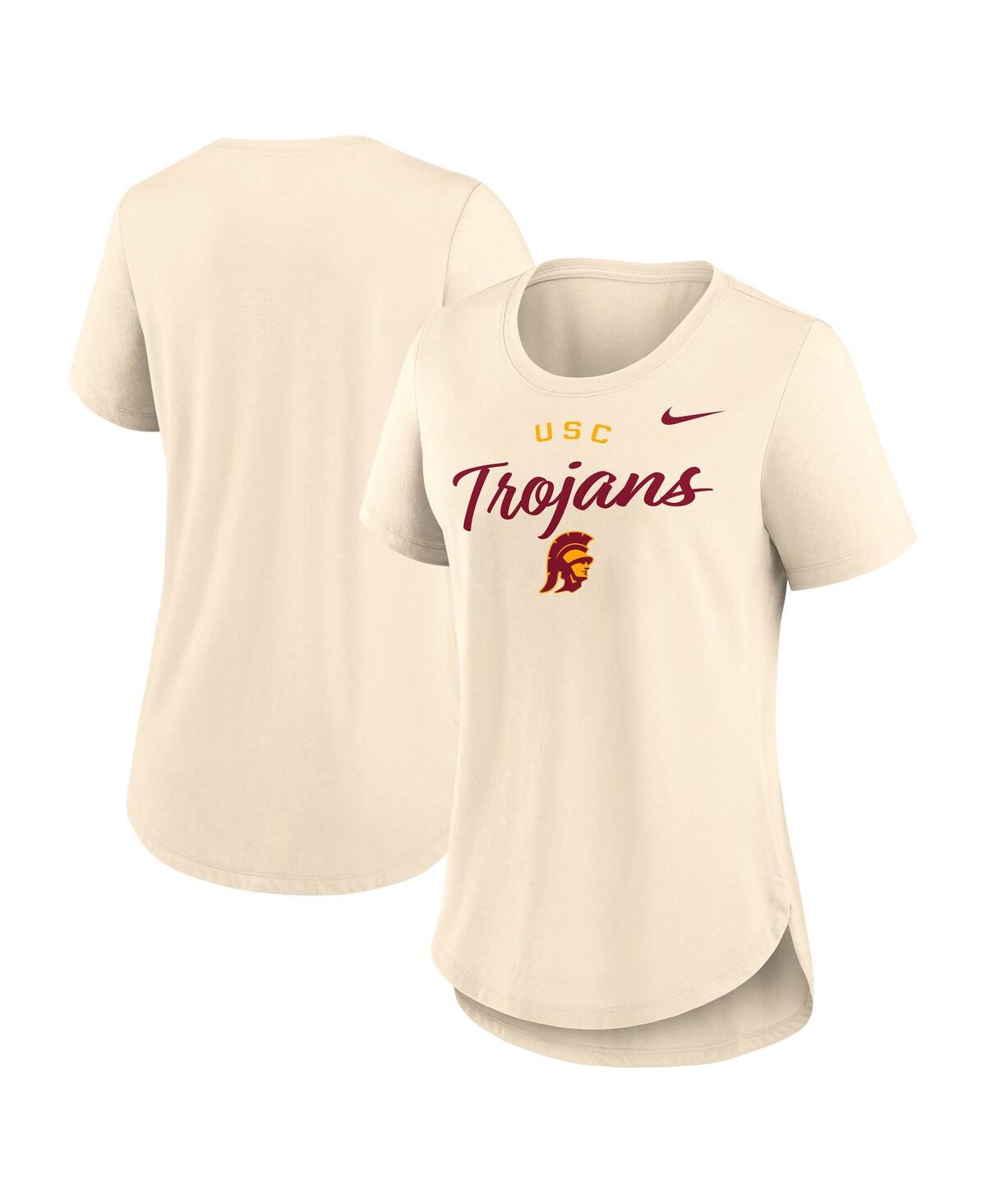 Nike Women's Tan Usc Trojans Script Logo Tri-blend T-shirt In Tan