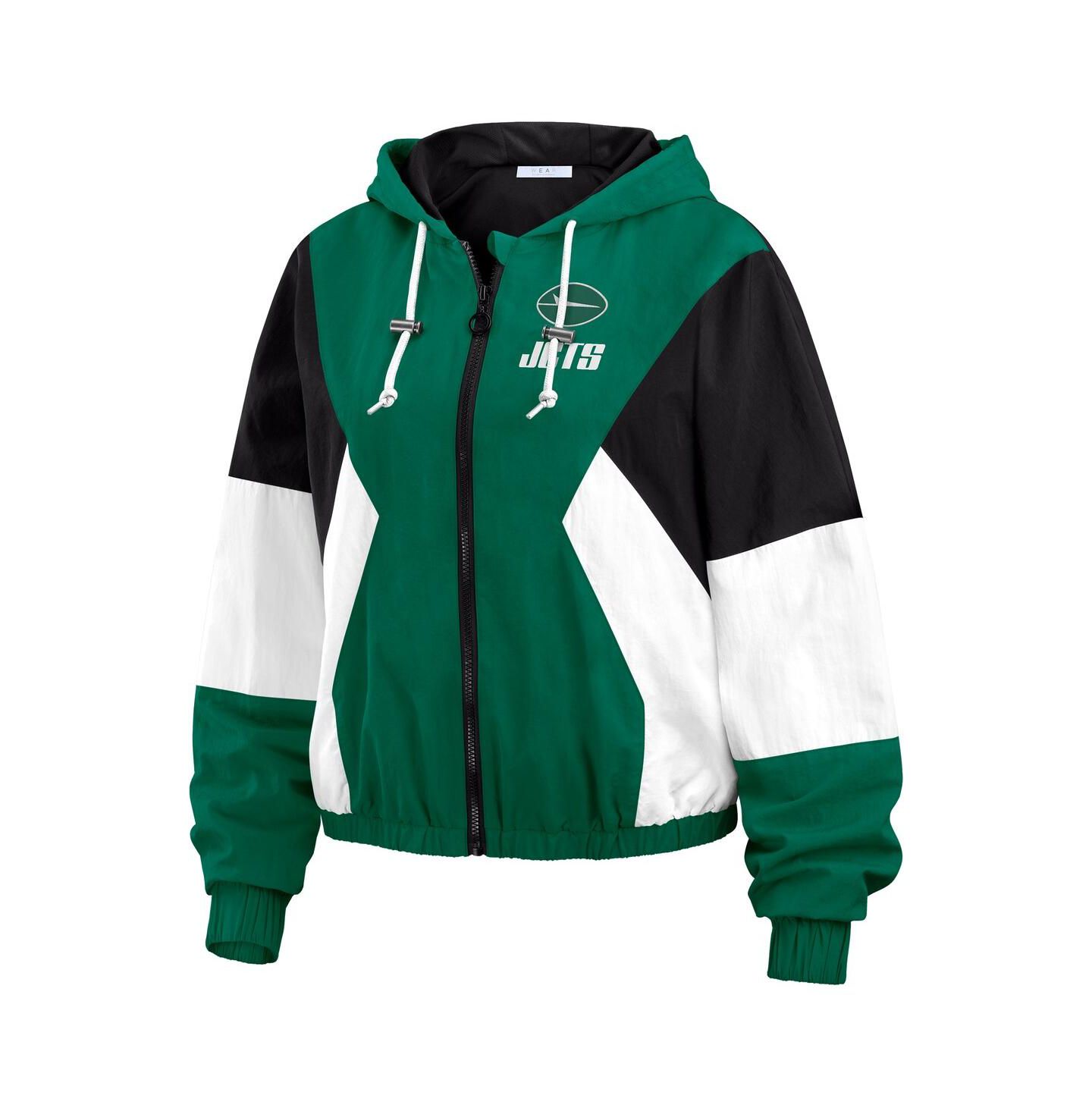 Женская куртка WEAR by Erin Andrews Green New York Jets Color Block Full-Zip Windbreaker — фото 5