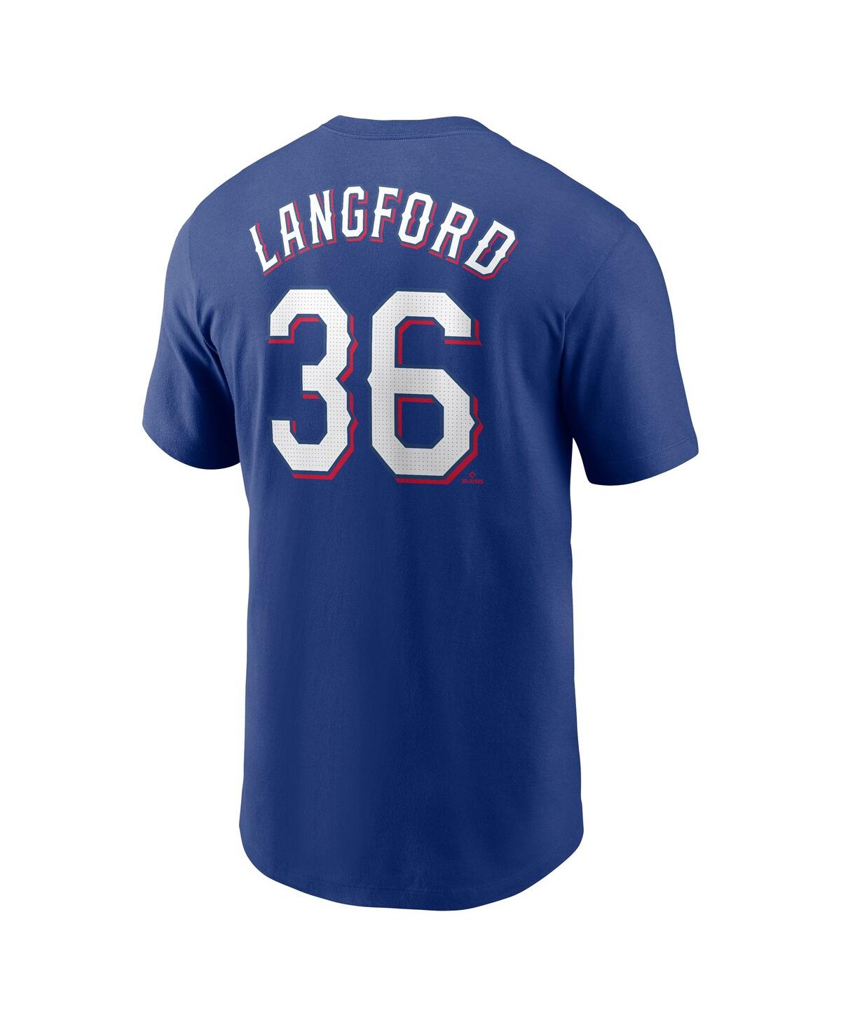 Nike Men's Wyatt Langford Royal Texas Rangers Fuse Name Number T-shirt In Animal Print