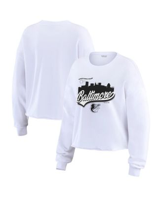 WEAR by Erin Andrews - Women's White Baltimore Orioles Domestic Postcard Long Sleeve T-Shirt