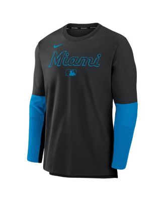 Men's Black/Blue Miami Marlins Authentic Collection Player Lightweight Performance Long Sleeve Top