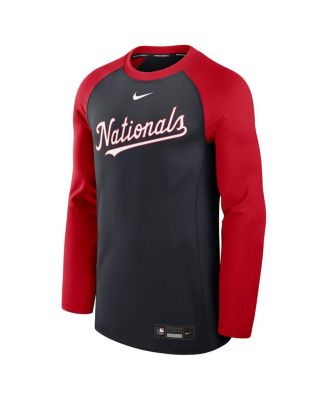 Men's Navy/Red Washington Nationals Authentic Collection Game Time Raglan Performance Long Sleeve T-Shirt