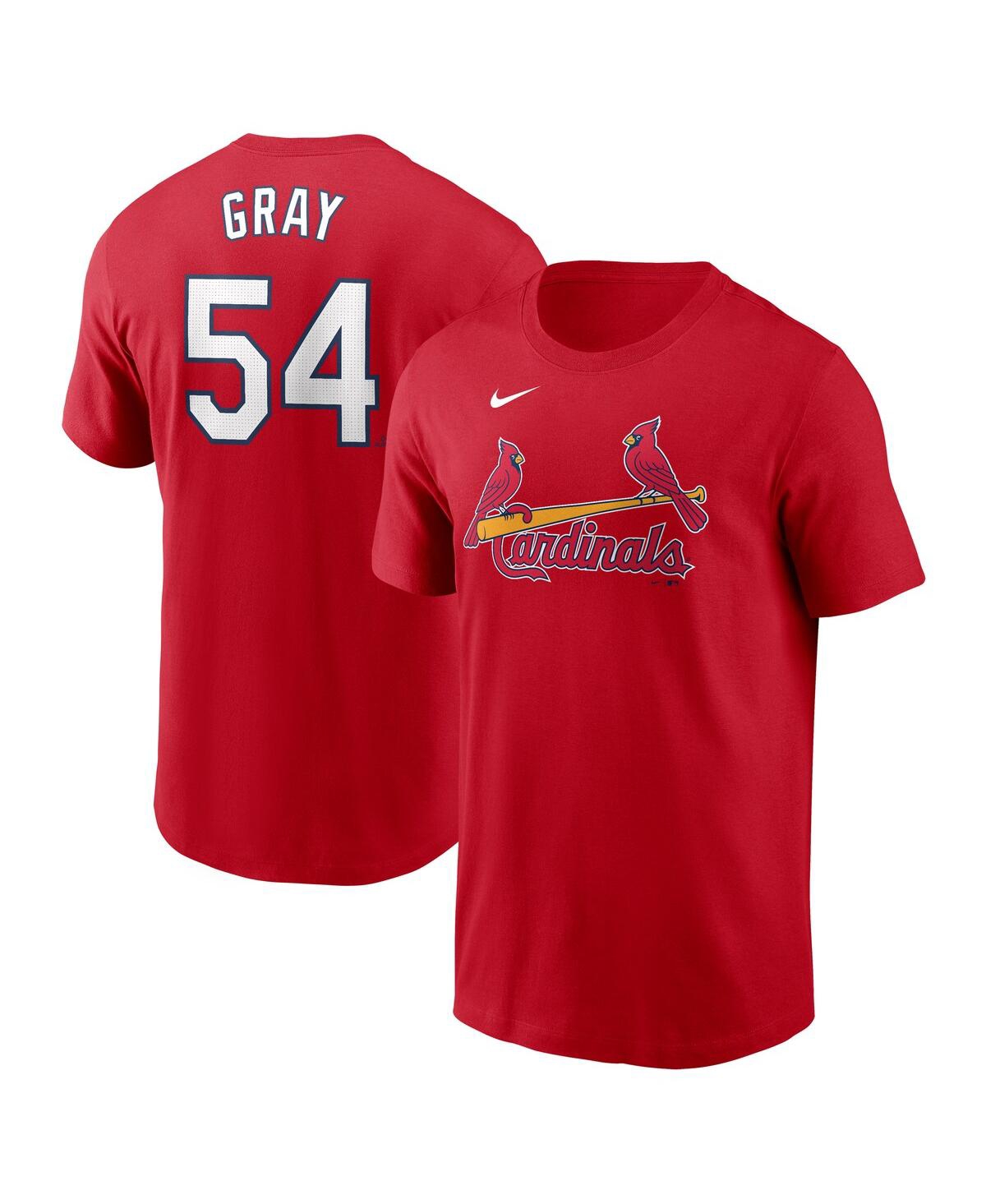 NIKE MEN'S SONNY GRAY RED ST. LOUIS CARDINALS FUSE NAME NUMBER T-SHIRT 