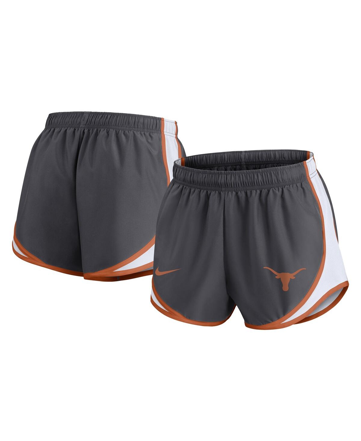 Nike Women's Charcoal Texas Longhorns Spring Break Tempo Performance Shorts In Charcoal,white