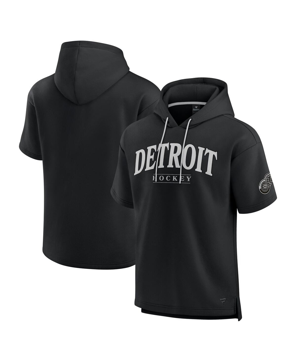 Fanatics Men's Black Detroit Red Wings Elements Ready Short Sleeve Pullover Hoodie In Black