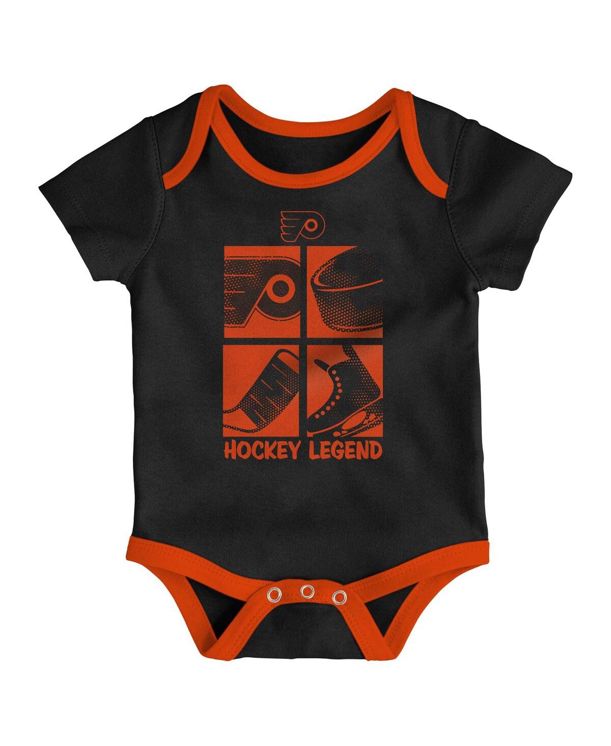 Outerstuff Baby Boys And Girls 3-piece Philadelphia Flyers Legend Bodysuit Set