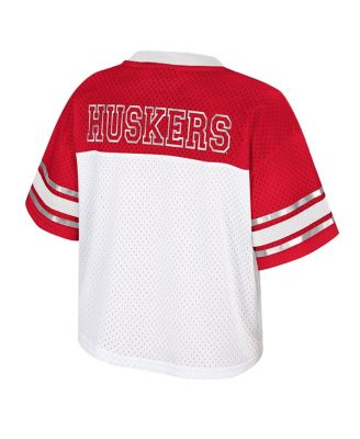 Women's White Nebraska Huskers Treasure Cropped Football Jersey