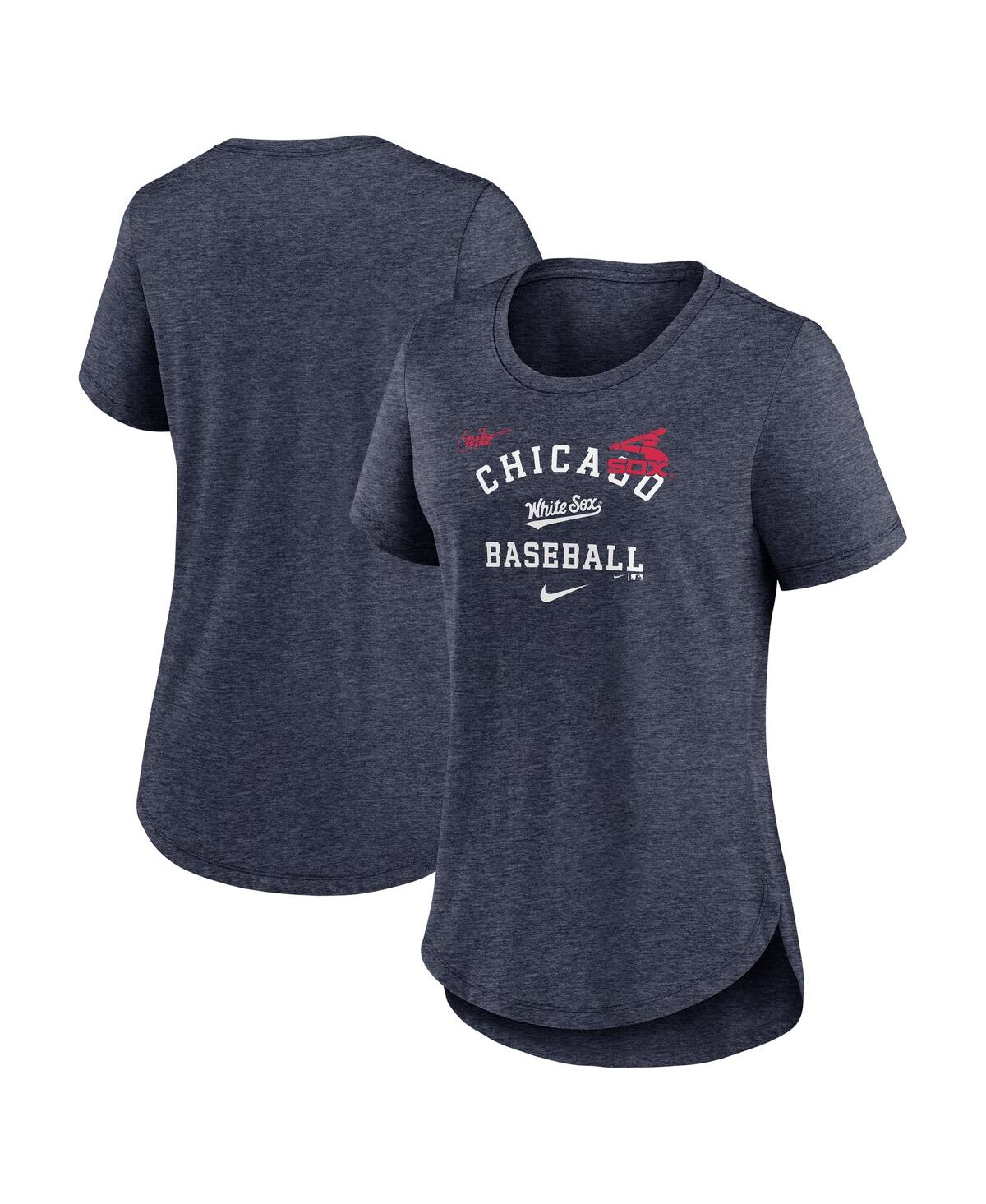 Nike Women's Heather Navy Chicago White Sox Rewind Arch Mix Tri-blend T-shirt In Heather Navy
