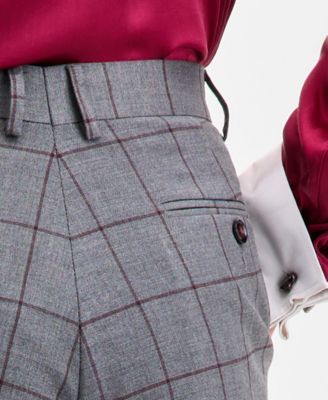 Men's Classic-Fit Windowpane Suit Pants