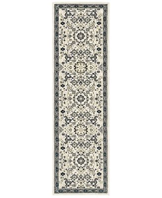 Oriental Weavers - Bowen 073J2 Ivory/Navy 2'3" x 7'6" Runner Area Rug