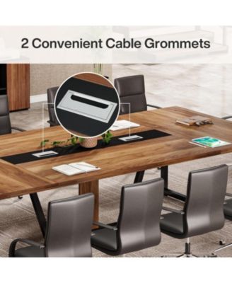 94.5-Inch Conference Table for 10 People, Industrial 8 FT Meeting Table with Two Grommets for Home Office, Studio, Business