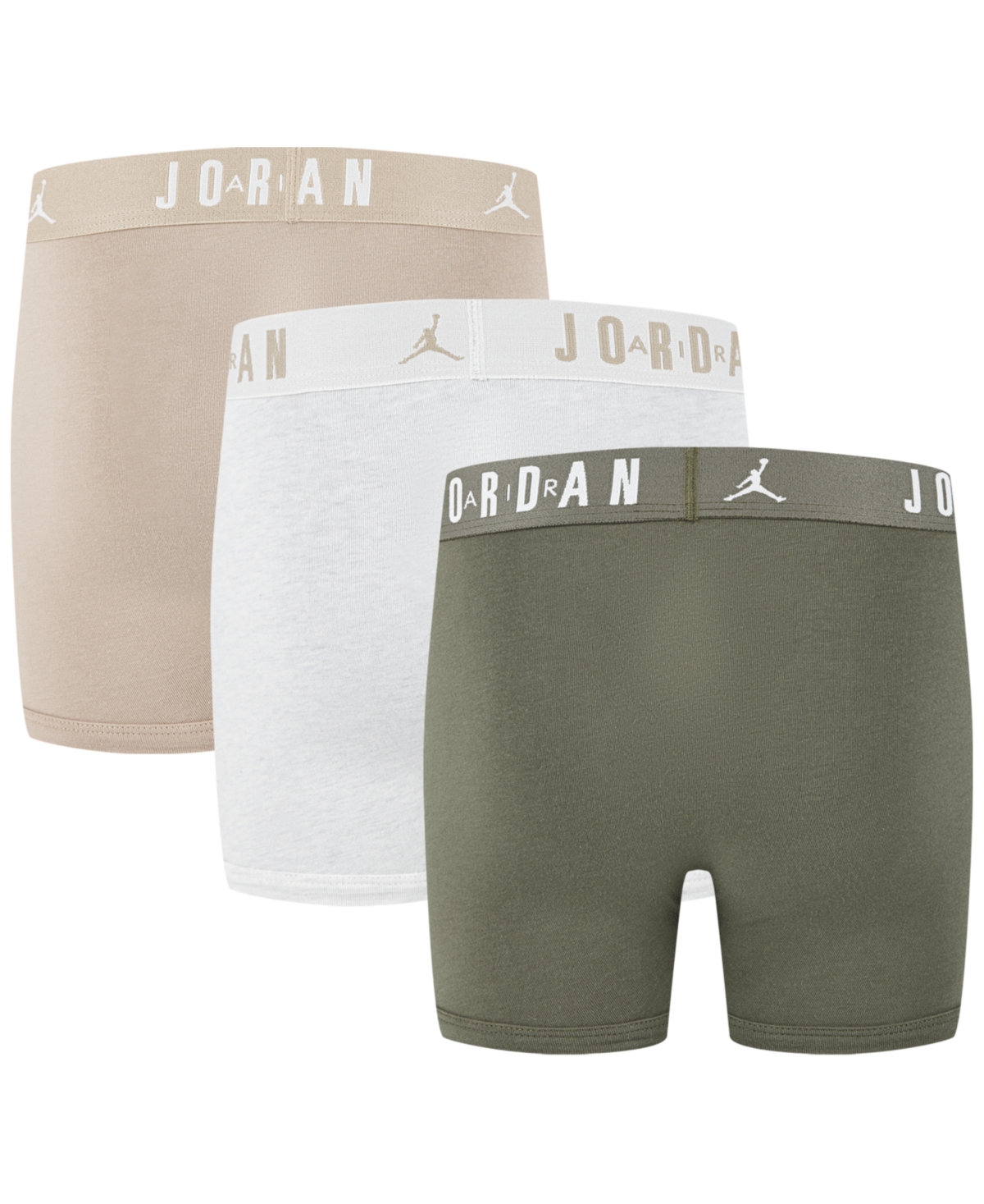 Jordan Big Boys Flight Dri-fit Cotton Core Boxer Briefs, Pack Of 3 In Medium Olive