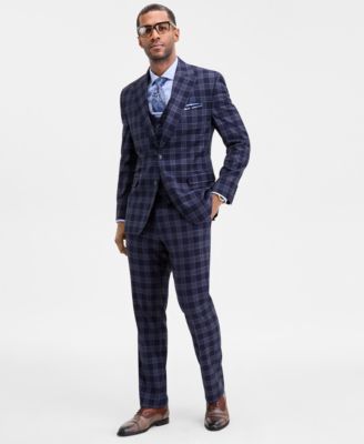 Men's Classic-Fit Blue Plaid Suit Separates