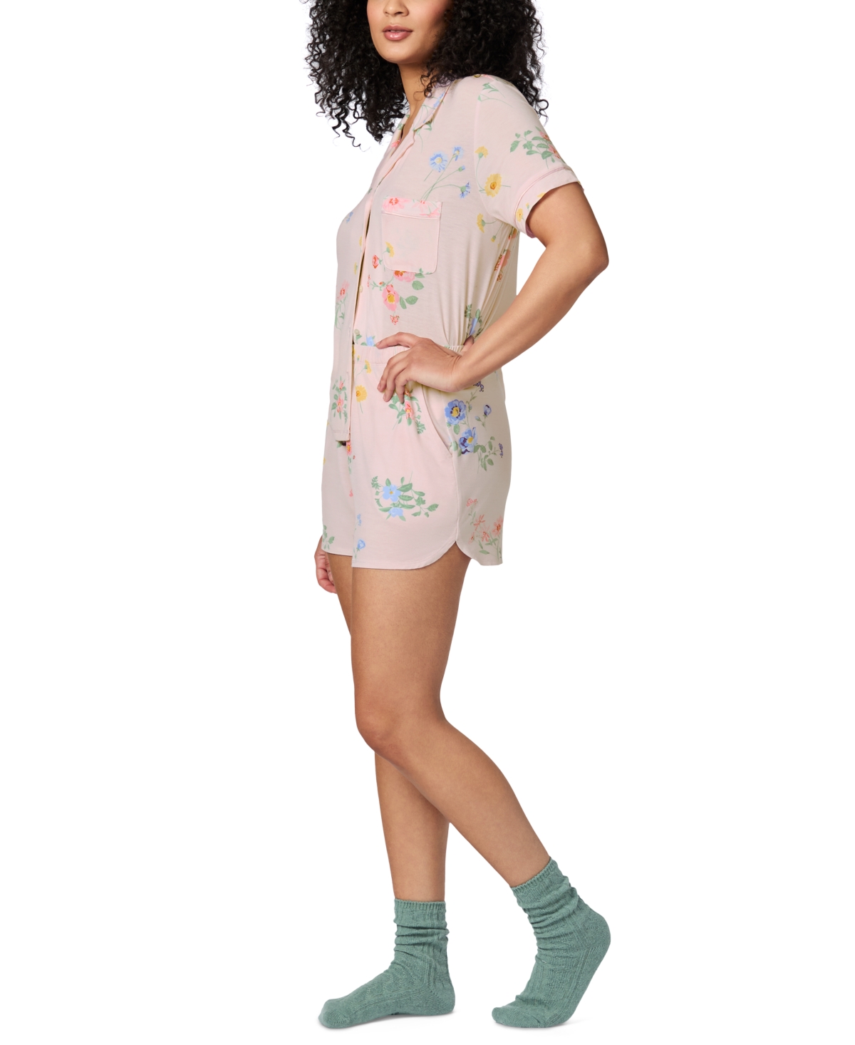 Gap Body Women's Notched-collar Short Pajama Set In Blue Floral