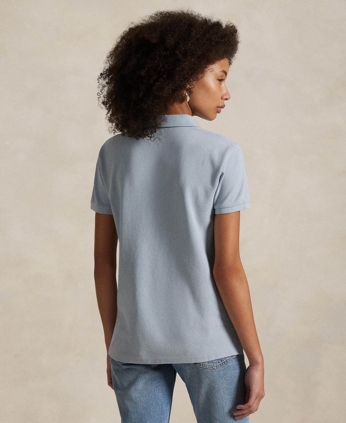 Shop Polo Ralph Lauren Women's Classic-fit Pique Polo Shirt In Light Indigo