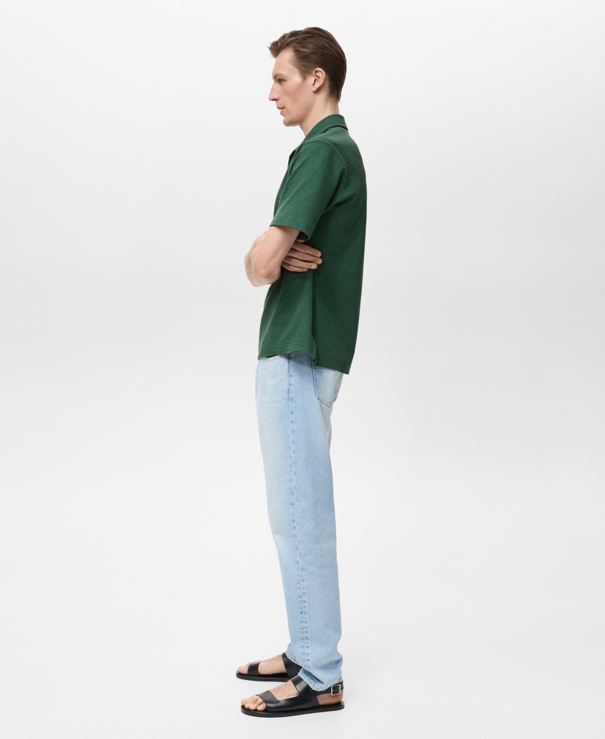 Mango Men's Cotton-blend Polo Shirt In Dark Green