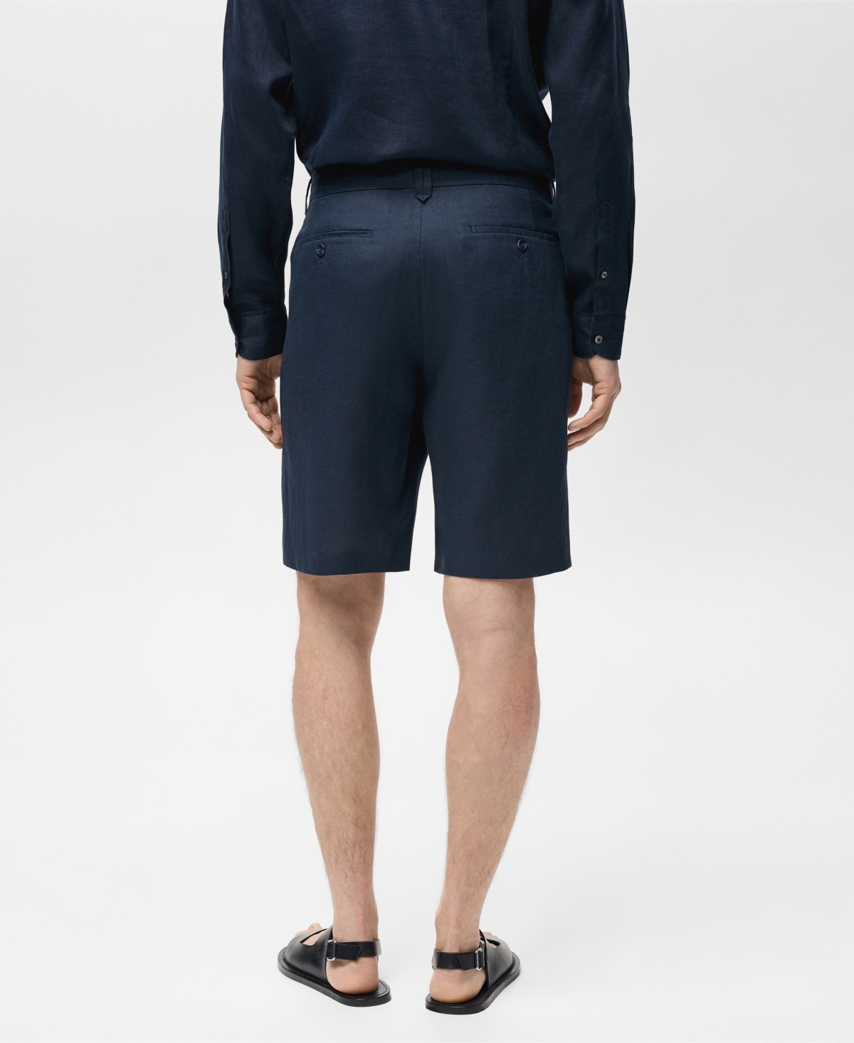 Mango Men's Tailored Linen Shorts In Dark Navy