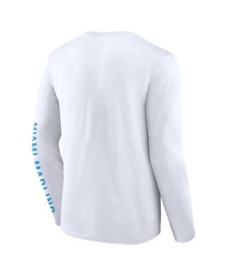 Men's White Miami Marlins Press Box Long Sleeve T-Shirt