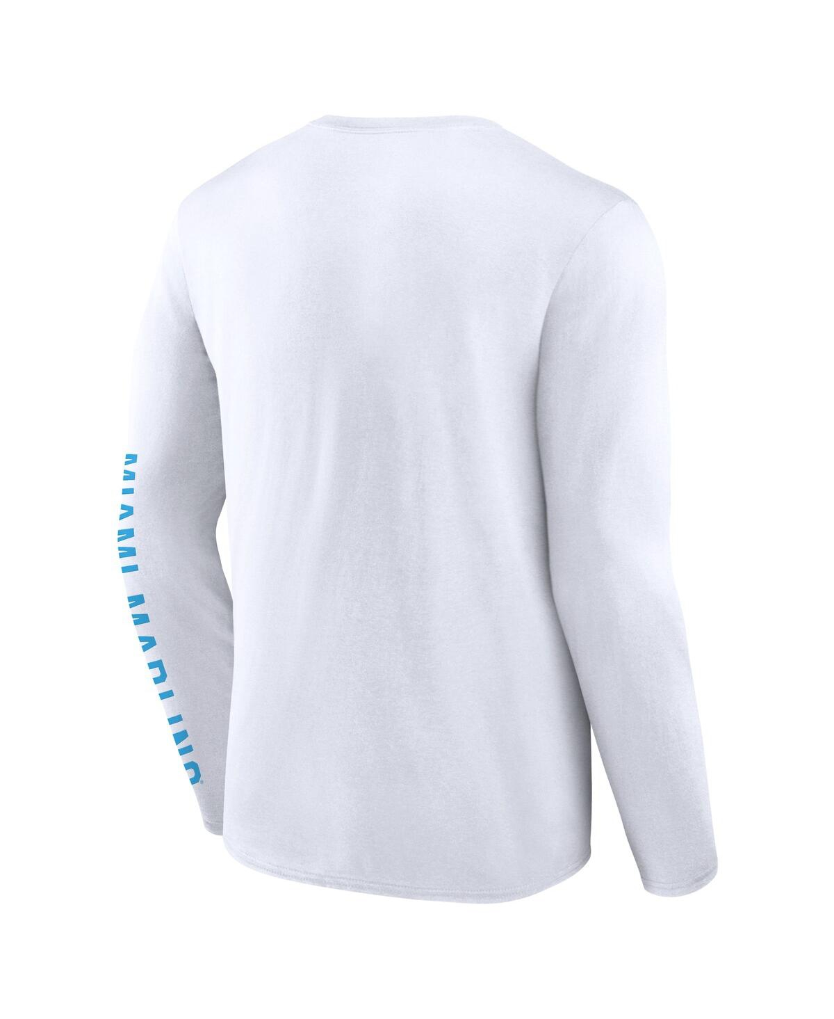 Fanatics Men's White Miami Marlins Press Box Long Sleeve T-shirt In White