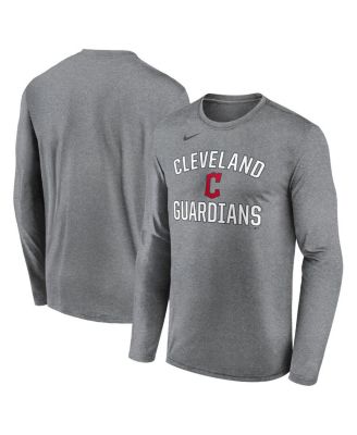 Nike - Men's Heather Gray Cleveland Guardians Club Arched Legend Performance Long Sleeve T-Shirt