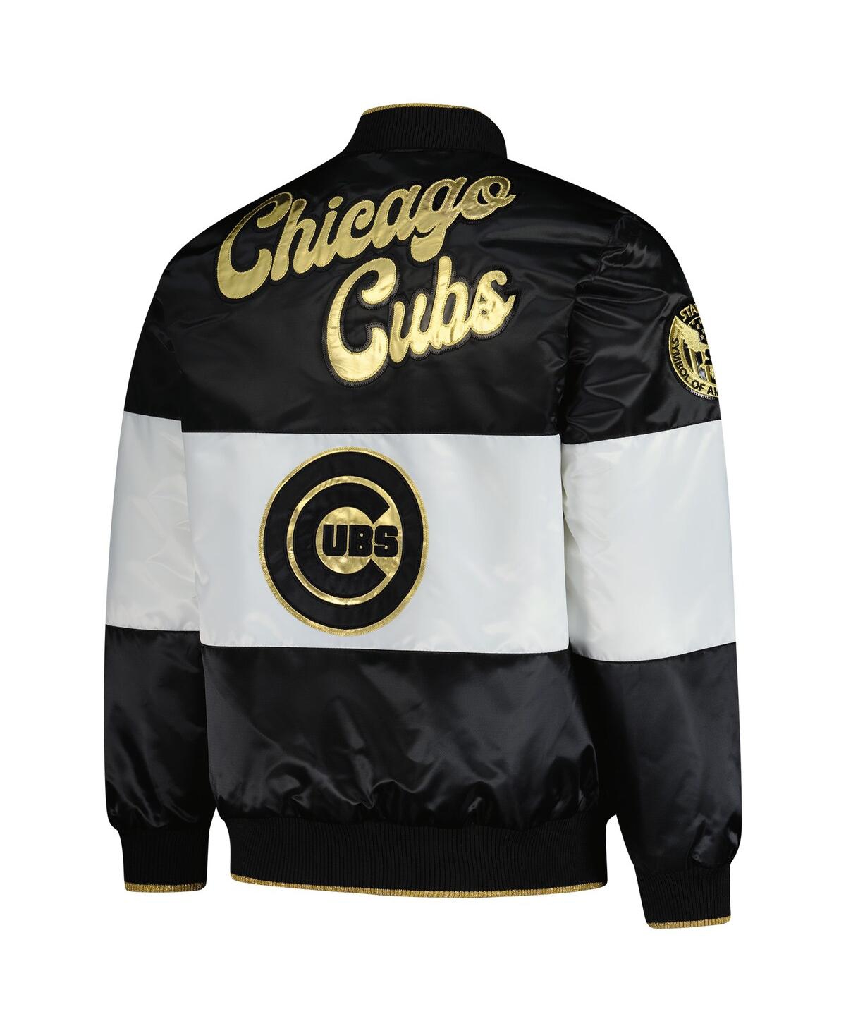 Starter Men's White Chicago Cubs Full-snap Jacket In Black