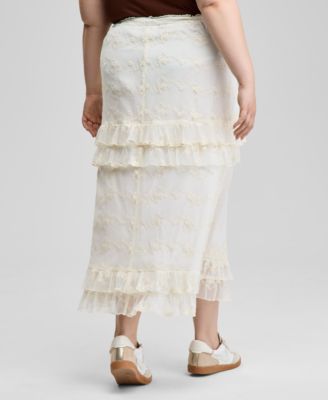 Trendy Plus Size Lace Ruffle-Trim Maxi Skirt, Exclusively at Macy's