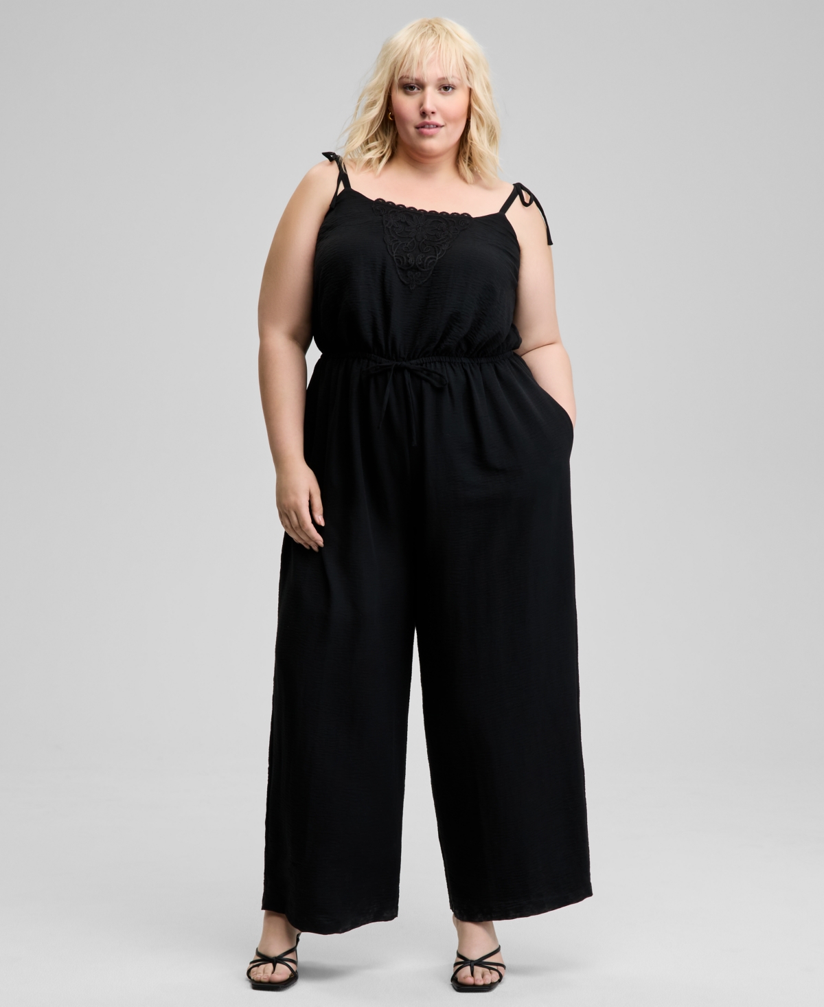 Trendy Plus Size Drawstring-Waist Jumpsuit, Exclusively at Macy's - Crushed Oregano