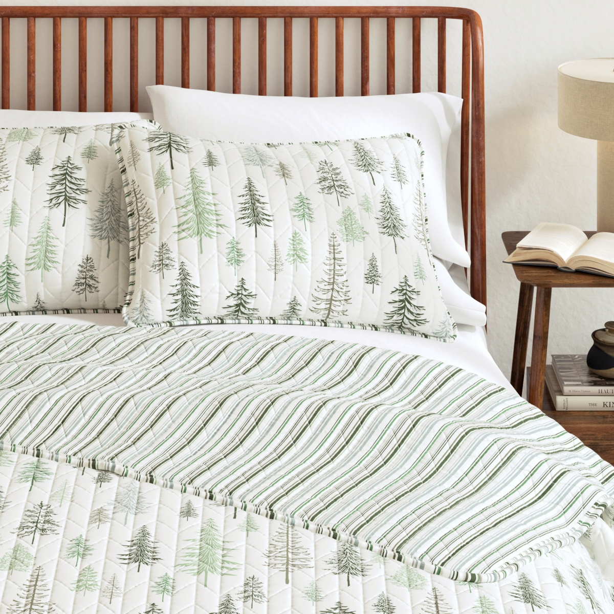 Linery & Co. Rustic Lodge Trees Microfiber Quilt Set With Shams